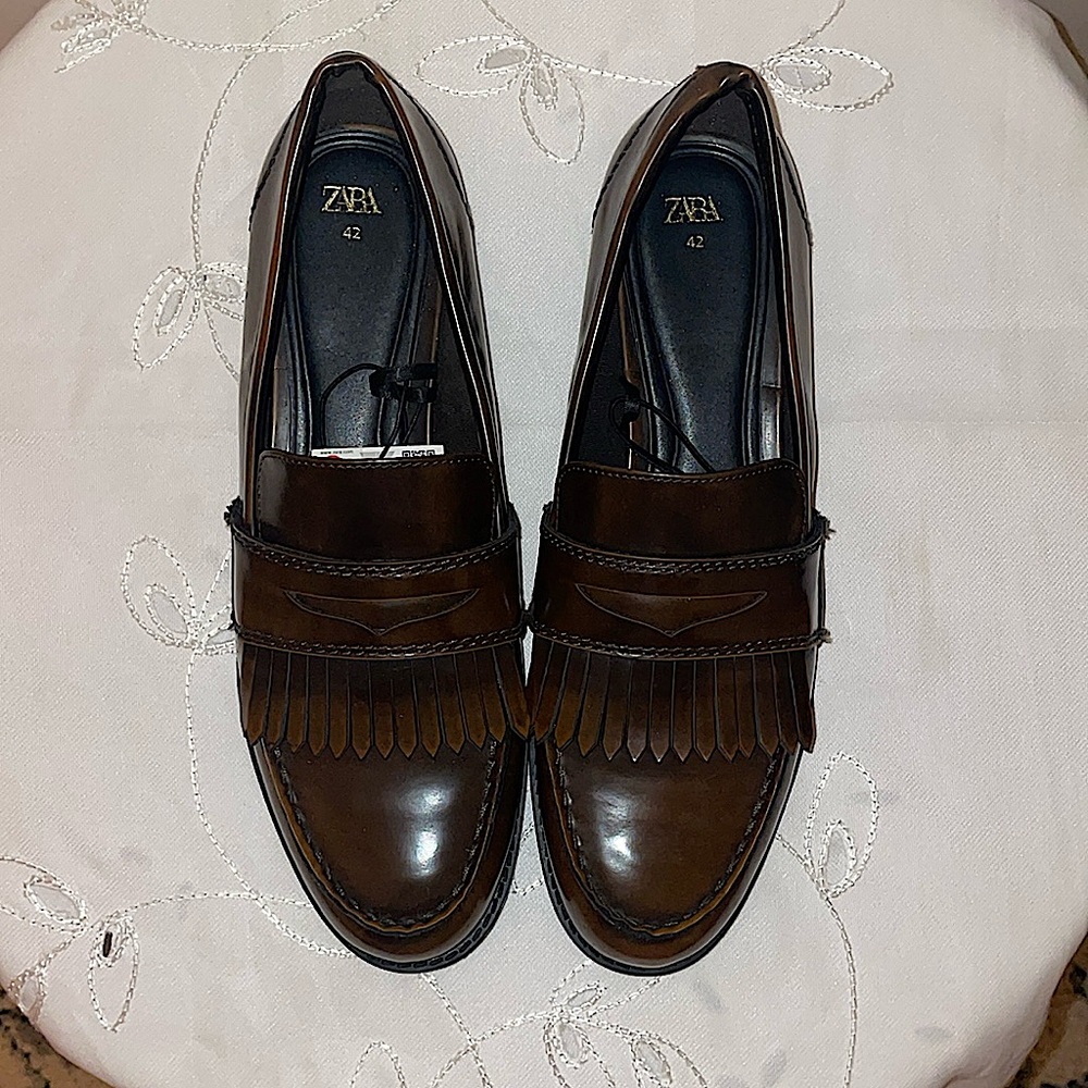 Zara Brown Loafers, size 11, New with tags !